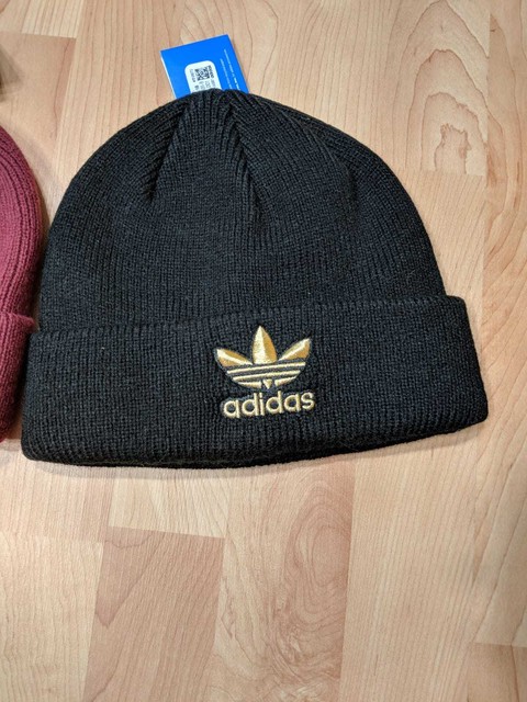 adidas black and gold beanie