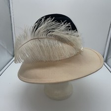 Vintage Women's Mr. Charles Beige Geo W Bollman 100 Doe Skin Wool Hat Rare