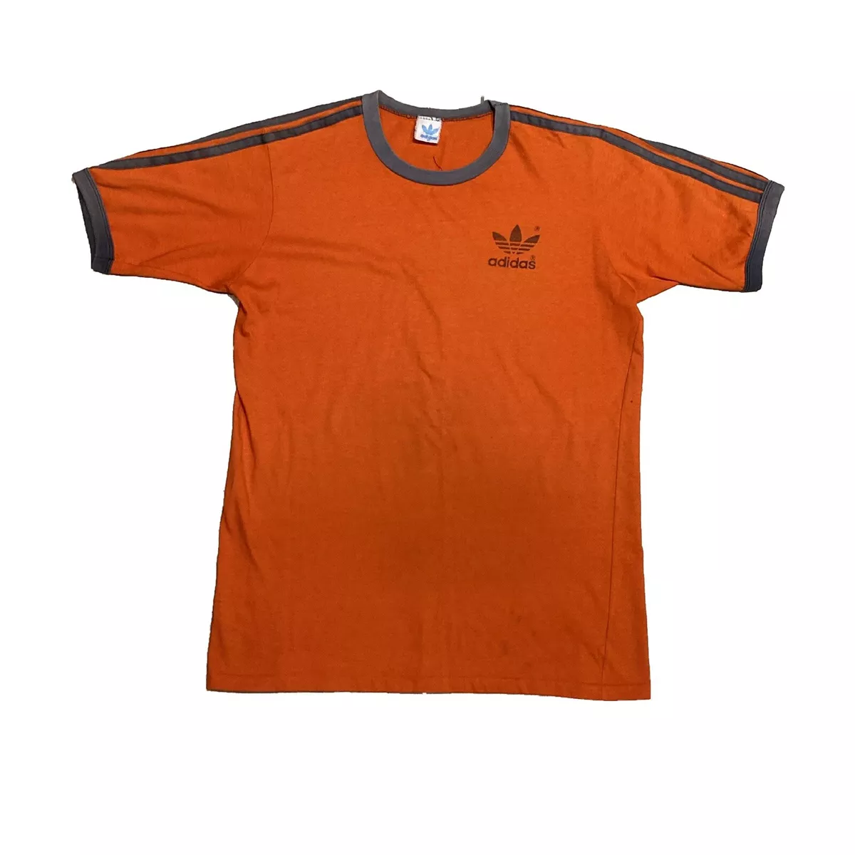 vluchtelingen Kanon ik betwijfel het Vintage 70s 80s Adidas Trefoil Orange Grey Ringer T-shirt Size XL | eBay