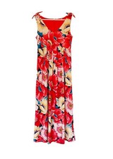 TAHARI maxi dress size 4 orange yellow sleeveless floral long