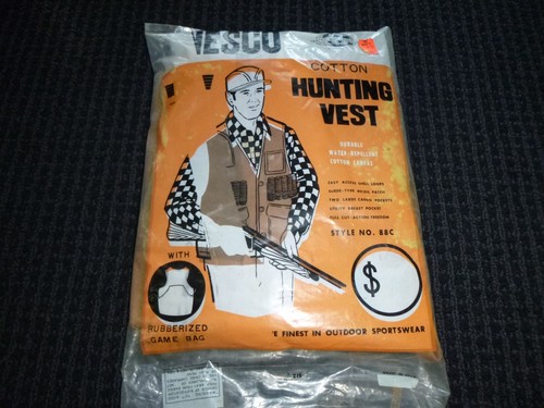 NOS Vtg 60s Nesco Cotton Bird Hunting Vest W/ Attached Rubberized Game Bag Sz XL - Picture 15 of 15