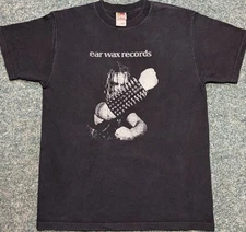 Early 2000s Y2K Ear Wax Records T Shirt Punk Thrash Metal Rock Rare Size Large