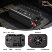 7000W Peak Power Inverter DC 12/24V to AC 220V Car Converter USB+Socket+Type-c