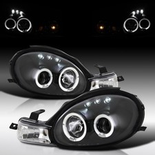 Fit 2000-2002 Dodge Neon Plymouth Led Halo Projector Headlights Leftright Black
