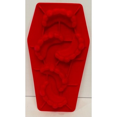 Fred Cold Blooded Vampire Teeth Red Coffin Ice Cube Halloween Silicone Mold 4x8''