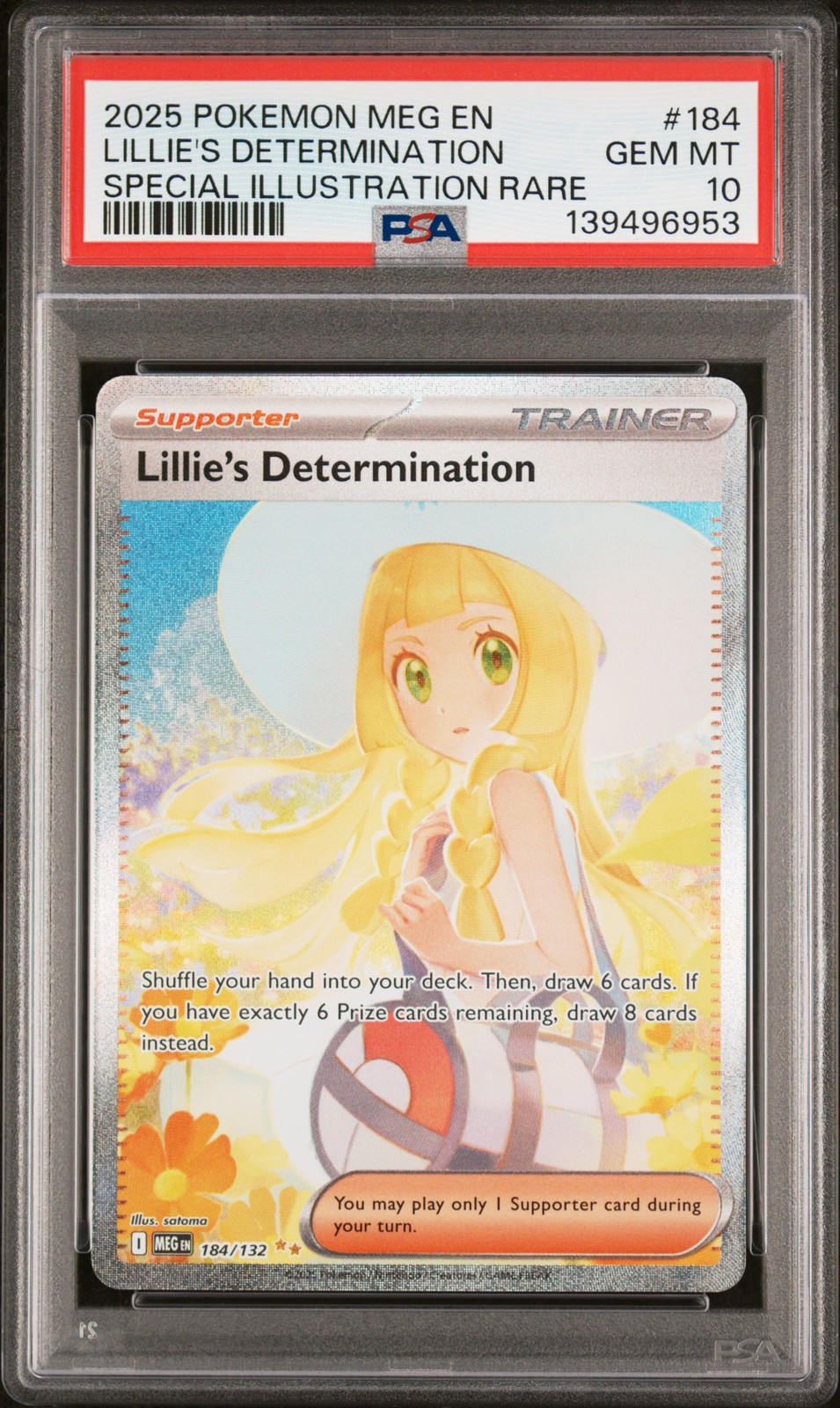 2025 POKEMON MEG EN-MEGA EVOLUTION #184 LILLIE'S DETERMINATION PSA 10