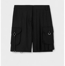 Off-White Pleated Cargo Shorts Black Wool Blend IT 42 UK 10 New With Tags