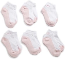 Little Girls' Seamless Sport Low Cut Half Cushion Socks Pack of 6 , White/Pi...