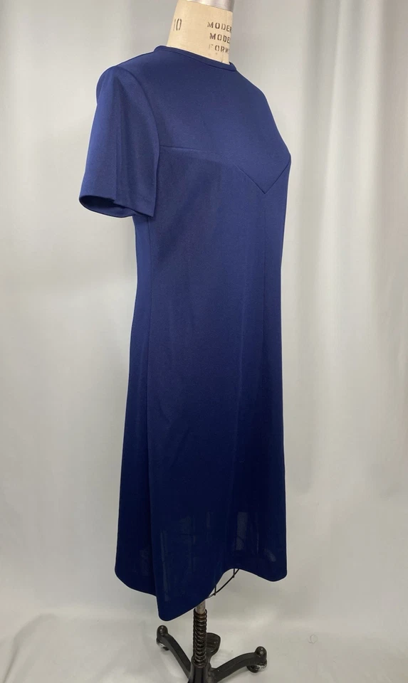 Vestido Vintage TALLA GRANDE 14 Azul Marino SEARS FASHIONS 60s 70s Funda Clásica Foto 4 de 4