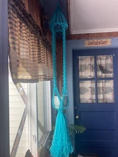 Macrame Plant Hanger~54” Long~Bird Cage Top~Solid Twist Knot~beautiful turquoise