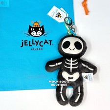 Jellycat SKELETON BOB Bag Charm Plush Accessory NWT Spooky Charcoal LOVEY Clip