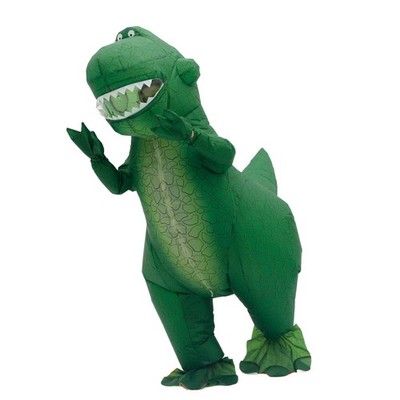 7' Green T-Rex Inflatable Costume Adult for Halloween Cosplay Party Fancy Dress