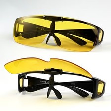 Überzieh Nachtsichtbrille für Autofahrer klappbar Brillenträger Nachtfahrbrille