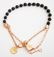 B931) Radley of London Black Blue glittery stone bead Gold plated bracelet