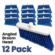 12 PACK Universal Heavy Duty Replacement Angled Broom Head Blue Strong Bristles