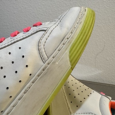 シャネル ネオンカラー ローカットスニーカー 36 23cm ロゴ ホワイト Chanel Womens White Neon Multi Leather Lace Up CC Logo Sneakers sz