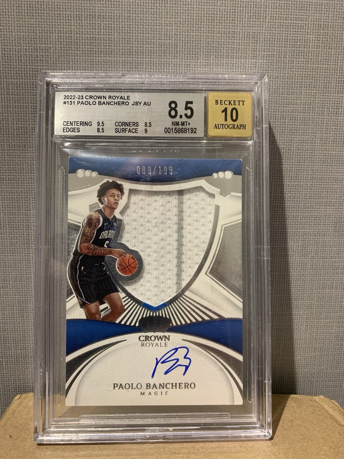 2022-23 CROWN ROYALE #131 PAOLO BANCHERO JSY BGS 8.5 Auto 10