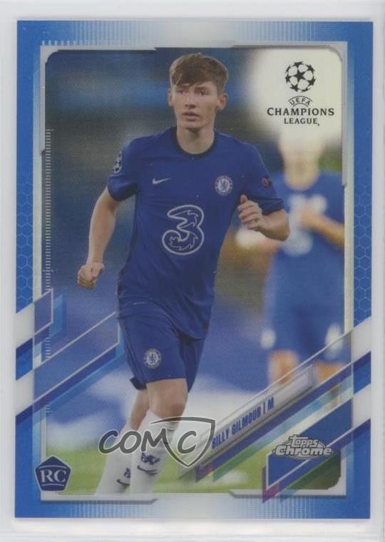 2020-21 Topps Chrome UCL Blue Refractor 128/150 Billy Gilmour #66 Rookie RC