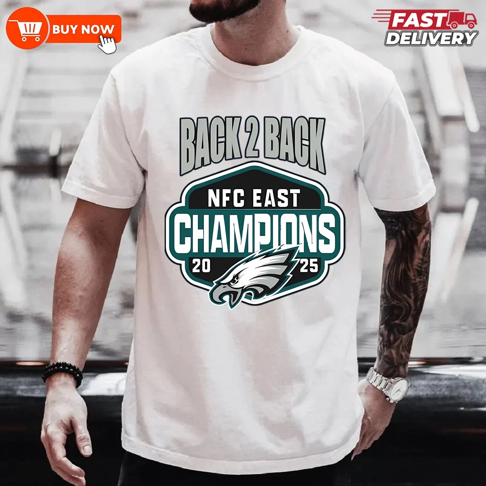 Philadelphia Back To Back 24-2025 NFC East Champion TShirt - Full Size
