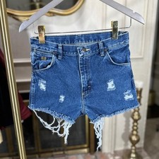 Wrangler Youth Distressed High Rise Cutoff Denim Shorts 27 Waist