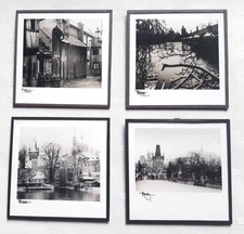 4 stimmungsvolle S/W Fotos , altes Prag, 8,5 x 8,5, hinter Glas, versch. Fotog.
