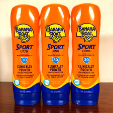  3 Banana Boat Sport Ultra Lotion 8 fl oz 30 SPV Exp: 5/26 