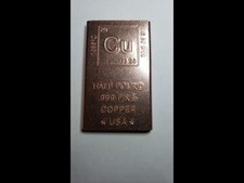 Half Pound Solid Fine Copper Bar - Elemental Collection