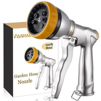 Garden Hose Nozzle Heavy Duty, 100% Metal Spray Nozzle High Pressure Water Ho...