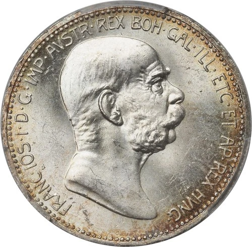 1914, Austria, Franz Josef I. Beautiful Silver 1 Corona Coin. NGC MS-65!