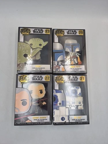 Lot of 3 - Funko Pop!: Pins - Star Wars Jango Yoda Dooku R2-D2 Sealed ReadDesc