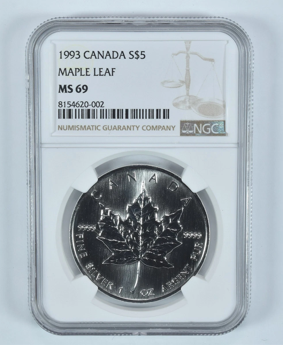 Canadian Maple Leaf NGC Grade MS 69 Silver Bullion Coins for sale