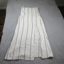 Reformation High Slit Slip Midi Dress Women's Medium Ivory Striped Linen Preppy