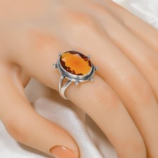 Golden Quartz 925 Sterling Silver Jewelry Ring, Valentine's Day Gift For Her