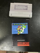 Super Mario World (Nintendo SNES, 1991) Cartridge & Manual - Authentic - Tested