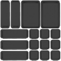Schubladen Organizer Set Anthrazit Kunststoff Aufbewahrung BüRo KüChe 16 Stk