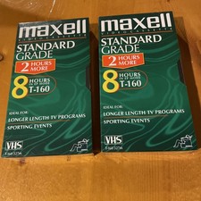 2 Maxell Video Cassettes 8 Hour T-160 VHS VCR Tapes NEW SEALED Lot