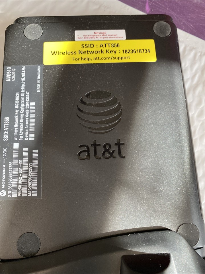 AT&T Arris Modem Wireless Router Model NVG510 - ATT DSL Broadband ...