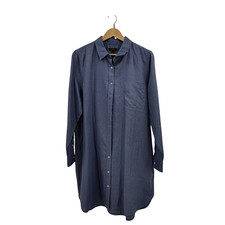 Quince 100% European Linen Shirt Dress Moonstone Blue Basic Sleeved XL