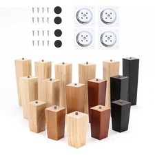 Square Tapered Wooden Furniture Legs Replacement Sofa Couch Cabinet Feet 4-Pack