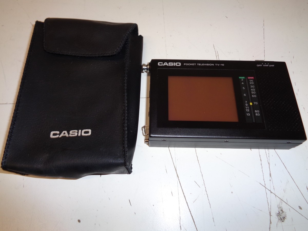 Vintage Casio Pocket Television TV-10 Flat Handheld W/ Case Manual
