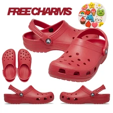 Red Crocs Classic Clogs Lightweight Unisex Casual Shoes Waterproof Casual Sandal