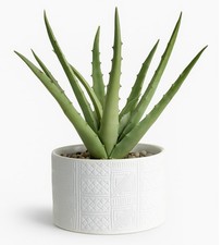 Artificial plant in white ceramic pot | 10" high sage green faux agave plant ...