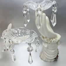 Vintage Set Of (2) Candle Bobeche Acrylic Candle Wax Catcher Decorative Prisms