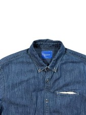 Scotch And Soda Men’s Blue Denim Regular Fit Long Sleeve Shirt - Size Medium