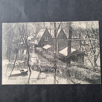 CPA 92 PUTEAUX Pointe De L'île Sous La Neige Crue De La Seine Januar 1910
