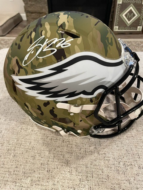 Saquon Barkley Authentic Eagles Camo Full Size Autographed Helmet