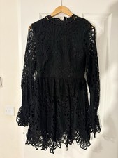 Boohoo Black Long Sleeve Size 10 Croche Dress . Used.