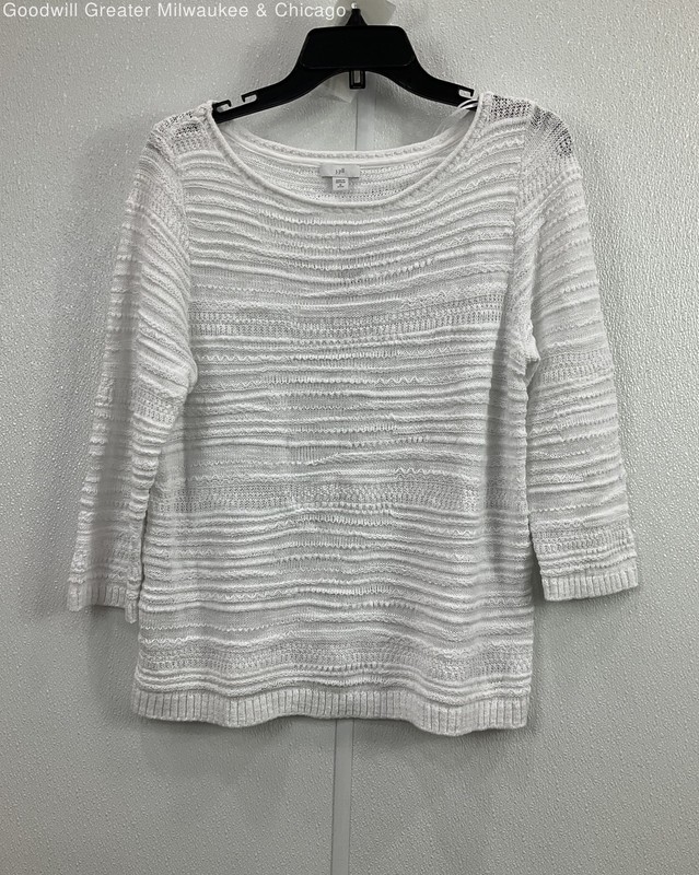 NWT J Jill Women's White Knit Long Sleeve Shirt Size Medium