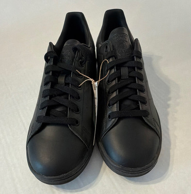 adidas Men s Stan Smith Triple Black Low Top Lace-Up Sneakers Leather FX5499
