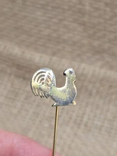Sterling Silver Rooster Stick Pin 2.25" Vermeil AARFAO